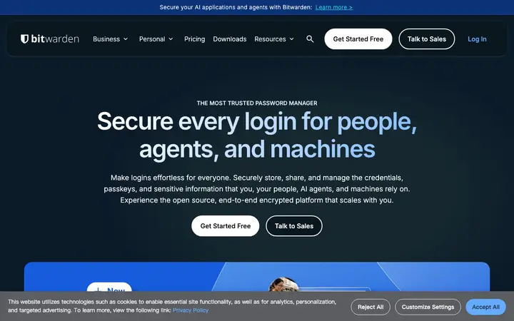 Bitwarden 网站截图