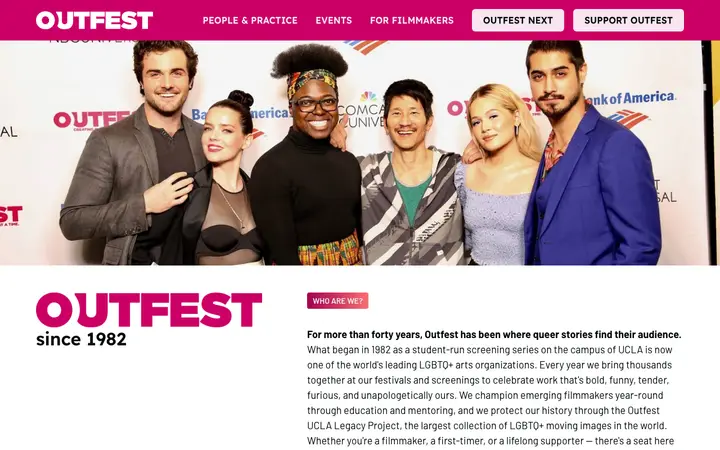 Outfest 洛杉矶同志电影节 网站截图