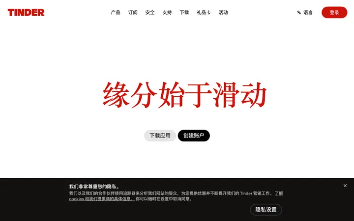 Tinder 网站截图